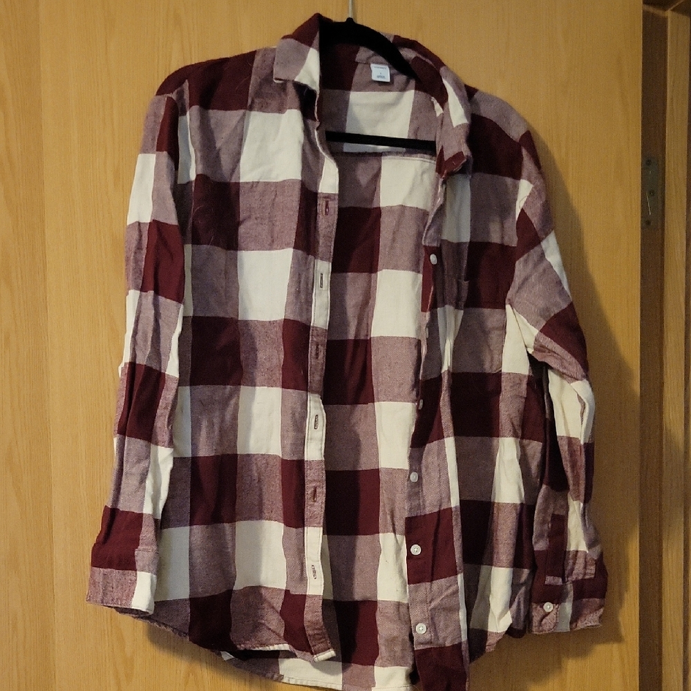Burgundy and White Checkered Flannel